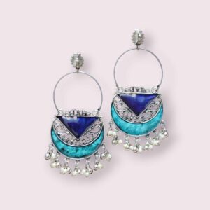Blue - Silver Drop Earrings