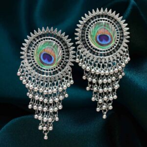 Traditional Oxidized Peacock Earrings