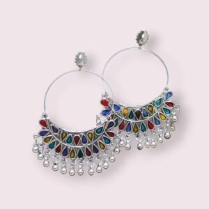 Oxidized Dangling Earrings - Multicolored