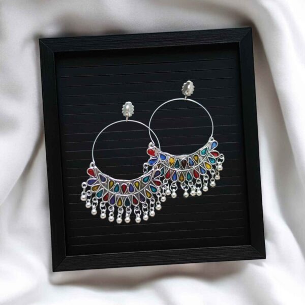 Oxidized Dangling Earrings - Multicolored - Image 2