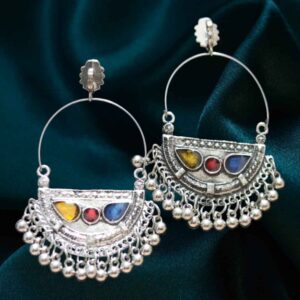 Oxidized Chandbali Earrings - Multicolor