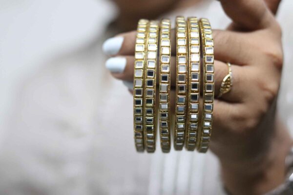 Golden Mirror Work Bangles