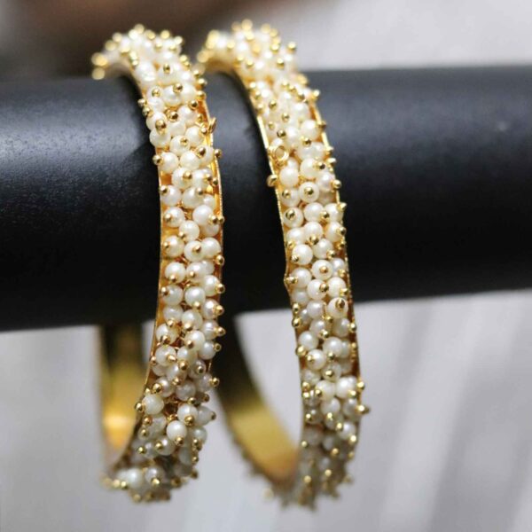 Golden Pearl Studded Bangles - Image 2