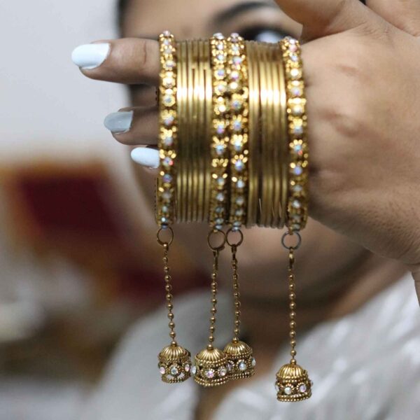 Golden Jhumki Bangle set - Image 2