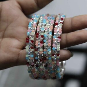 Multicolored Crystal Beaded Bangle set