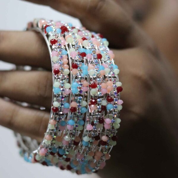 Multicolored Crystal Beaded Bangle set - Image 2