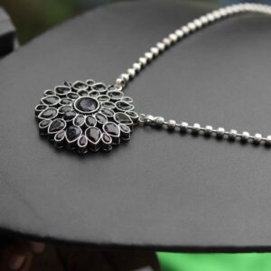 Stone Studded Floral Oxidised chain set