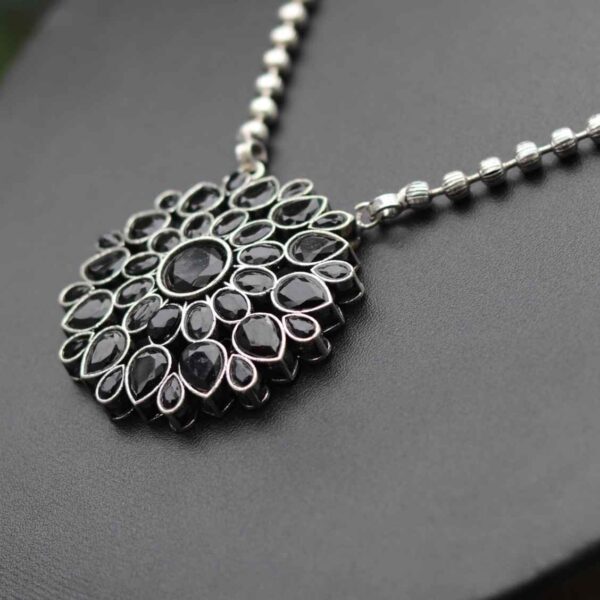 Stone Studded Floral Oxidised chain set - Image 2