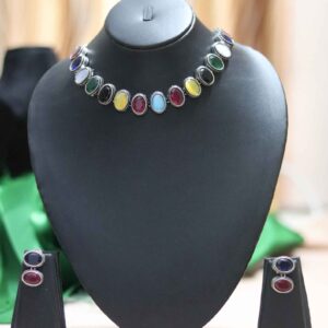 Multicolor Gem Stone Choker set