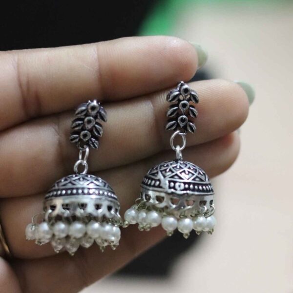 Oxidised Silver Saraswati Chain Set - Image 3