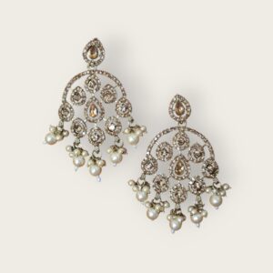 Golden Stone Enamel Dangler Earrings