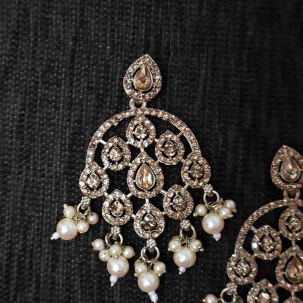 Golden Stone Enamel Dangler Earrings - Image 2