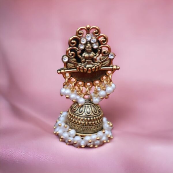 Rajwadi Pearl Lakshmi Earrings - Image 2