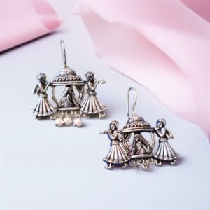 Silver oxidised pallakku jhumka