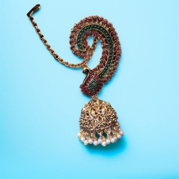 Kemp copper earcuff earrings with chain - Image 2