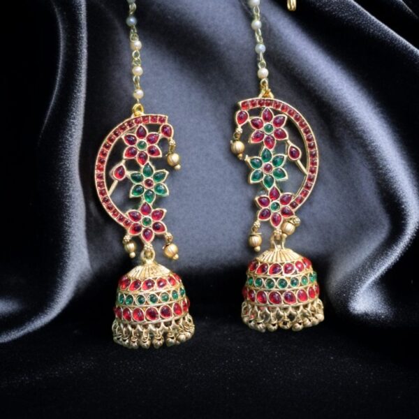 Kemp stoned earcuff earrings with ear chain - Image 2