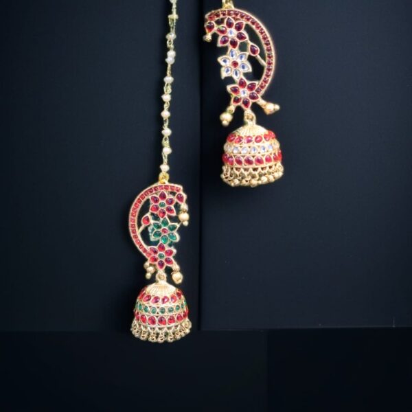 Kemp stoned earcuff earrings with ear chain