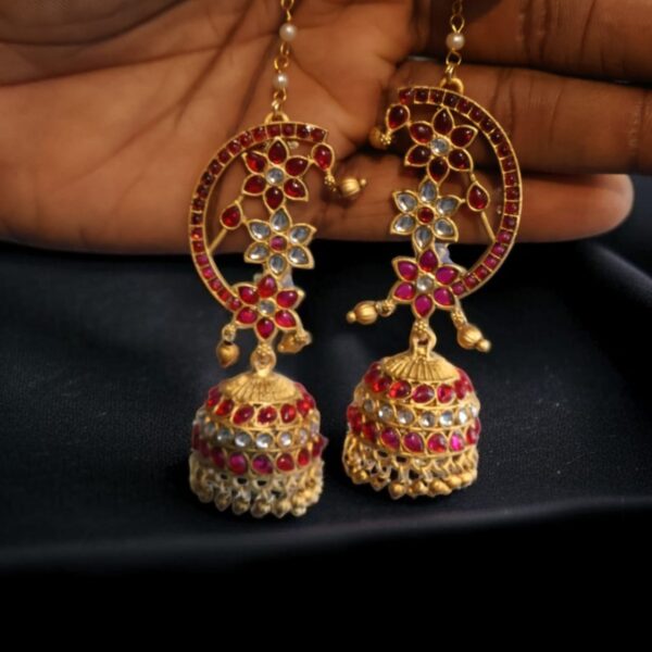 Kemp stoned earcuff earrings with ear chain - Image 3