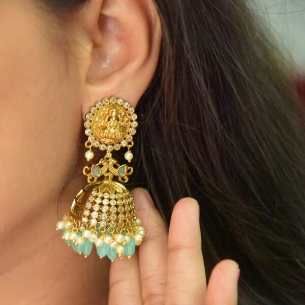 Victorian cut - Kundan Lekshmi Jhumka - Image 2