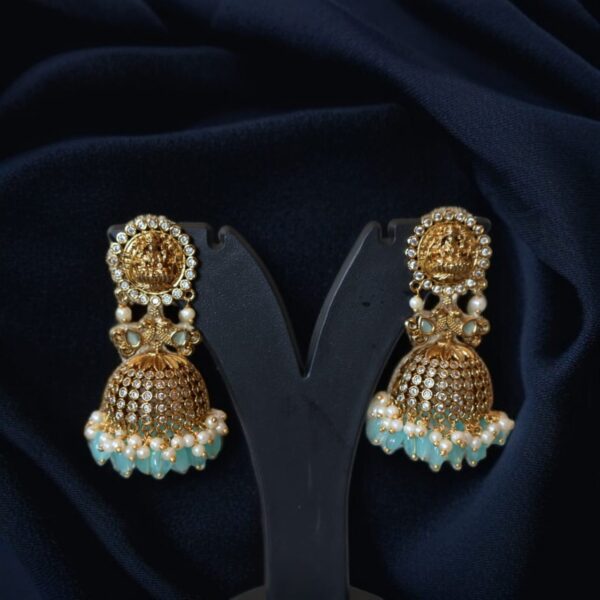 Victorian cut - Kundan Lekshmi Jhumka - Image 3
