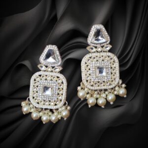 Indo western stone and pearl dangler earring