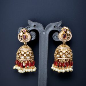 Ruby studded peacock kundan  earring