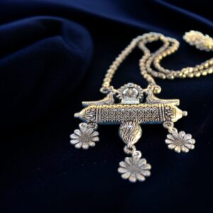 oxidized afghani long chain pendant