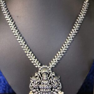 Oxidized silver long lakshmi temple haram