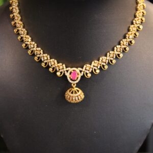 Premium ad diamond necklace set ( 3 changeable coloured stone )