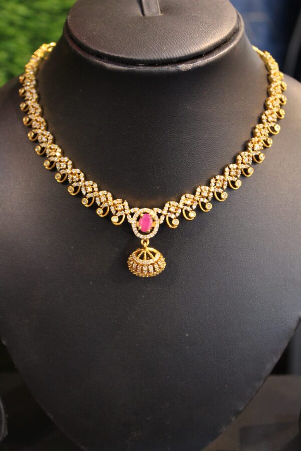 Premium ad diamond necklace set ( 3 changeable coloured stone )