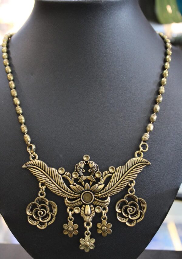 oxidized afghani floral long chain pendant - Image 2