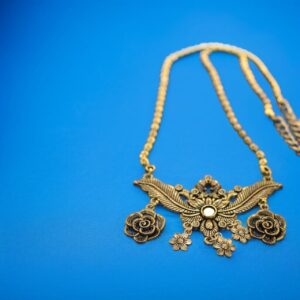 oxidized afghani floral long chain pendant