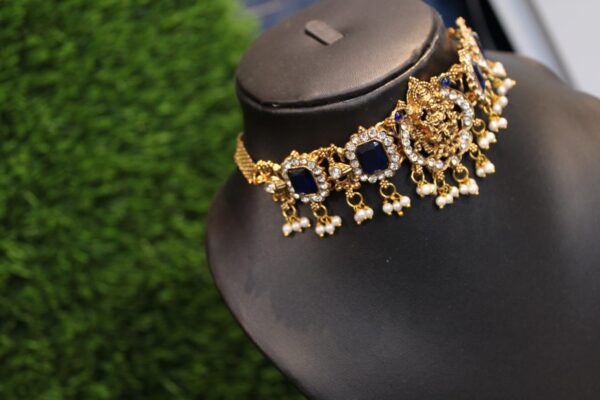 Traditional saraswati multicolor stone studded choker set - Image 7