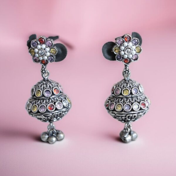 Oxidised Contemporary Pot Jhumka - Image 5