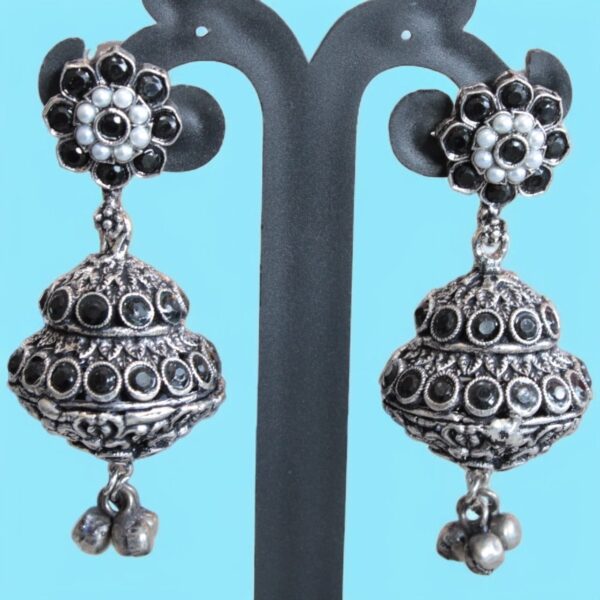 Oxidised Contemporary Pot Jhumka - Image 8