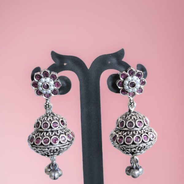 Oxidised Contemporary Pot Jhumka - Image 6