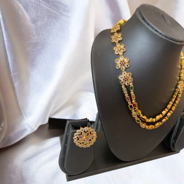 Premium AD 2 layered block stone necklace - Image 2
