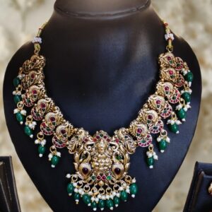 antique lakshmi necklace with emerald