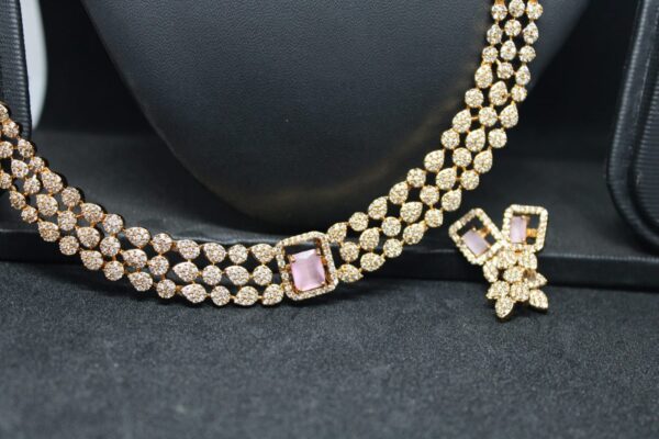 Premium ad diamond necklace set ( 5 changeable coloured stone ) - Image 4