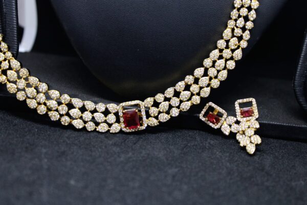 Premium ad diamond necklace set ( 5 changeable coloured stone ) - Image 5
