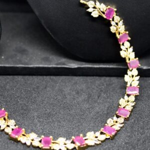 Stone studded floral design neckpiece set