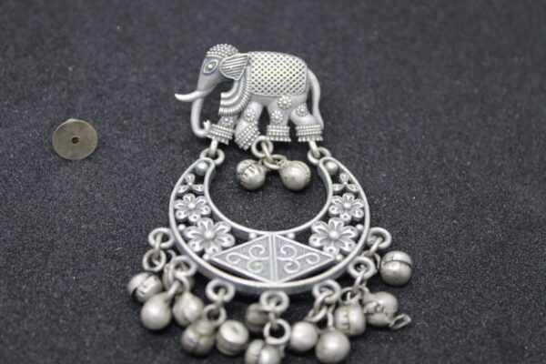 orginal silver chandbali elephant earring