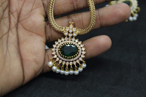 premium AD stone short necklace set - Image 3