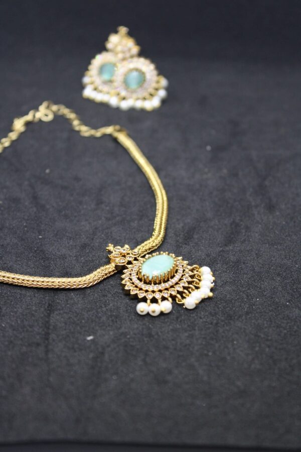 premium AD stone short necklace set - Image 4