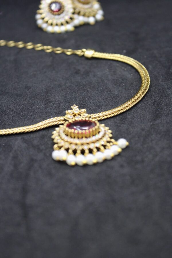 premium AD stone short necklace set - Image 6