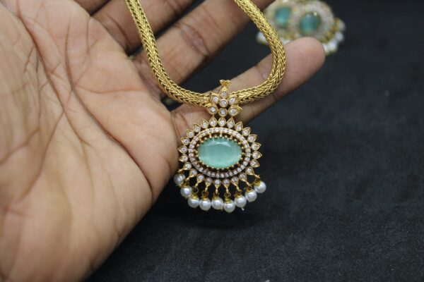 premium AD stone short necklace set - Image 5