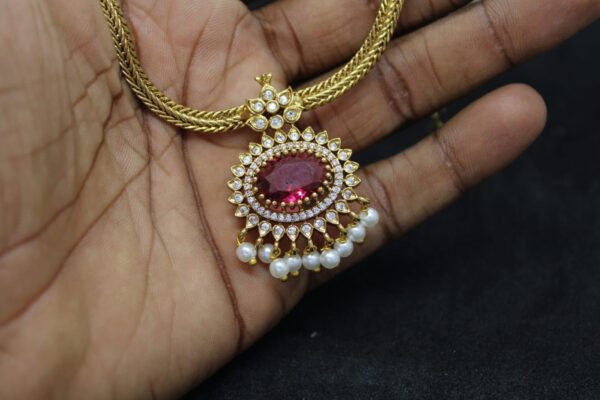 premium AD stone short necklace set - Image 7