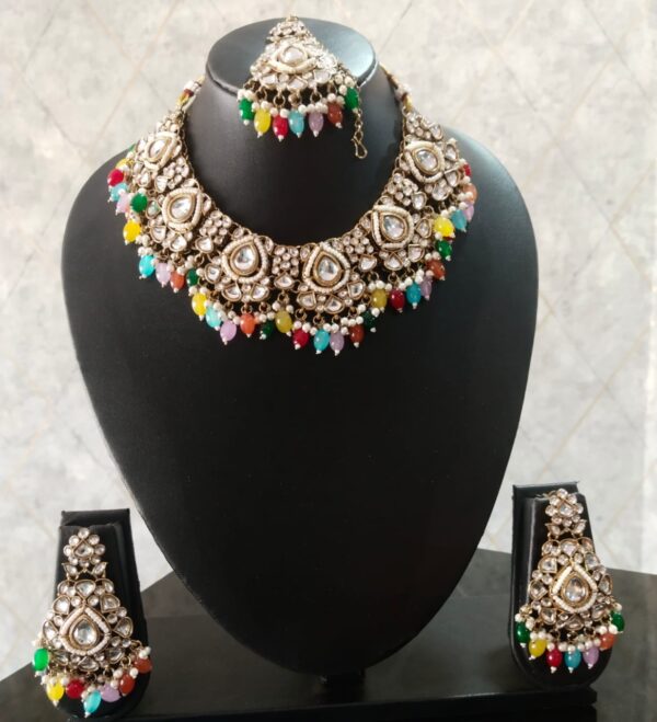 premium multicolour kundan choker set