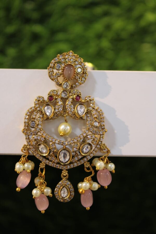 AD Stone studded chandbali earring - Image 3