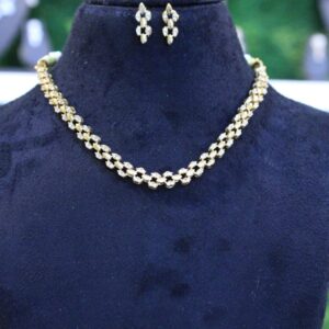 Gold Polish AD Short Necklace set